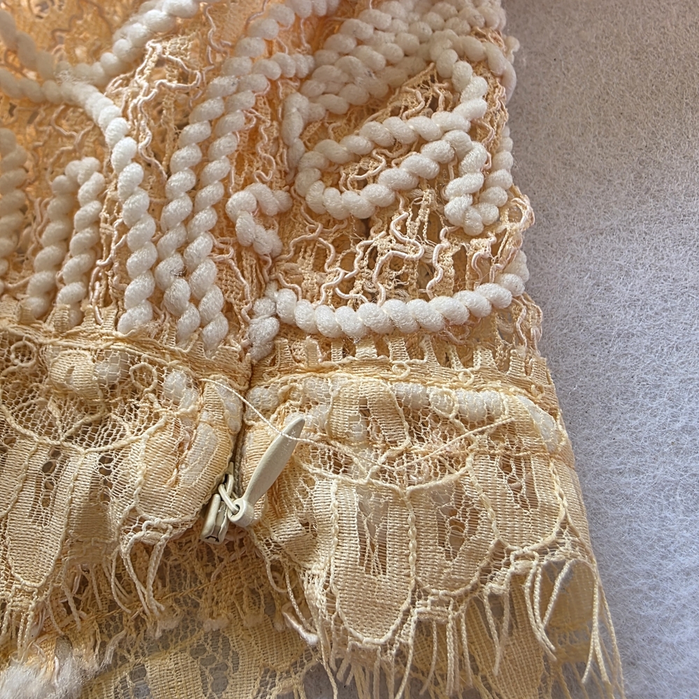 Luxxel Beige Peach and White Embroidered Crop Top - Picture 6 of 9